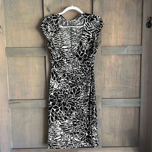 Jersey faux wrap dress size 12, black and white